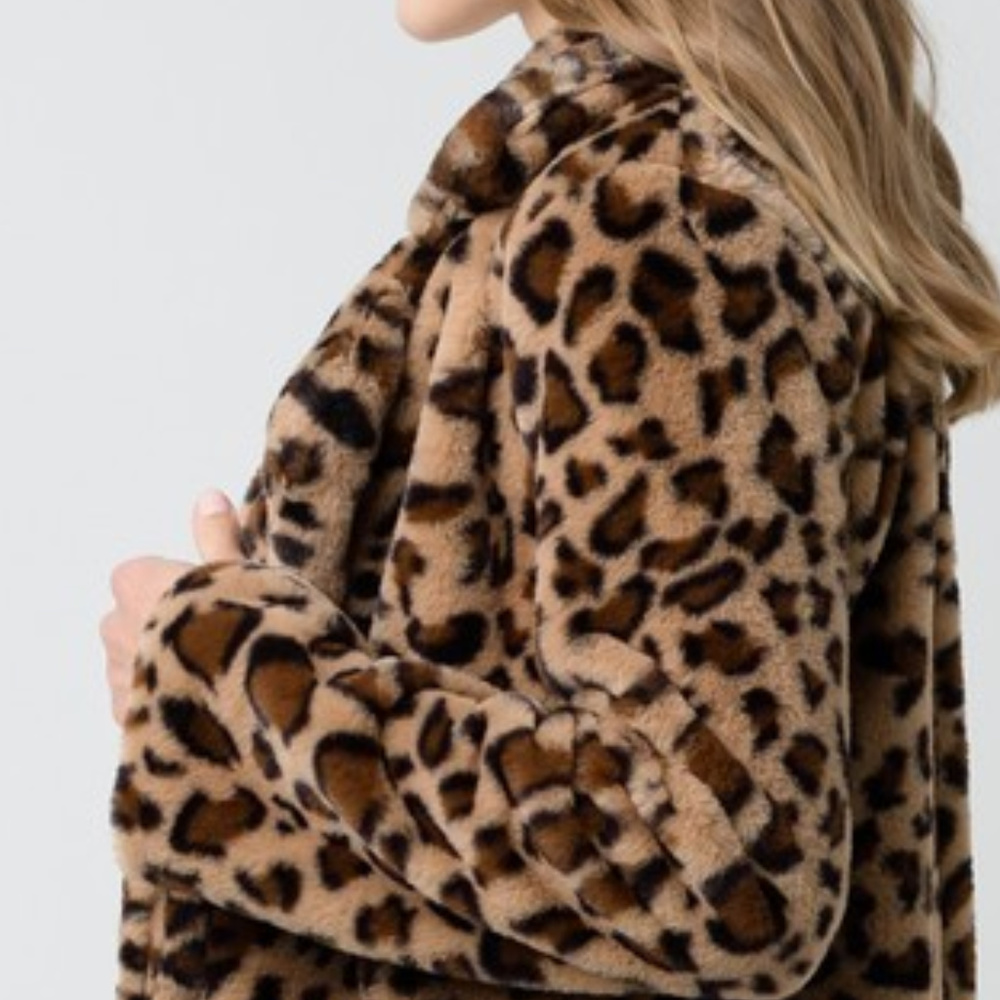 NEW Leopard Print Teddy Coat Jacket Soft Fuzzy - Picture 6 of 8